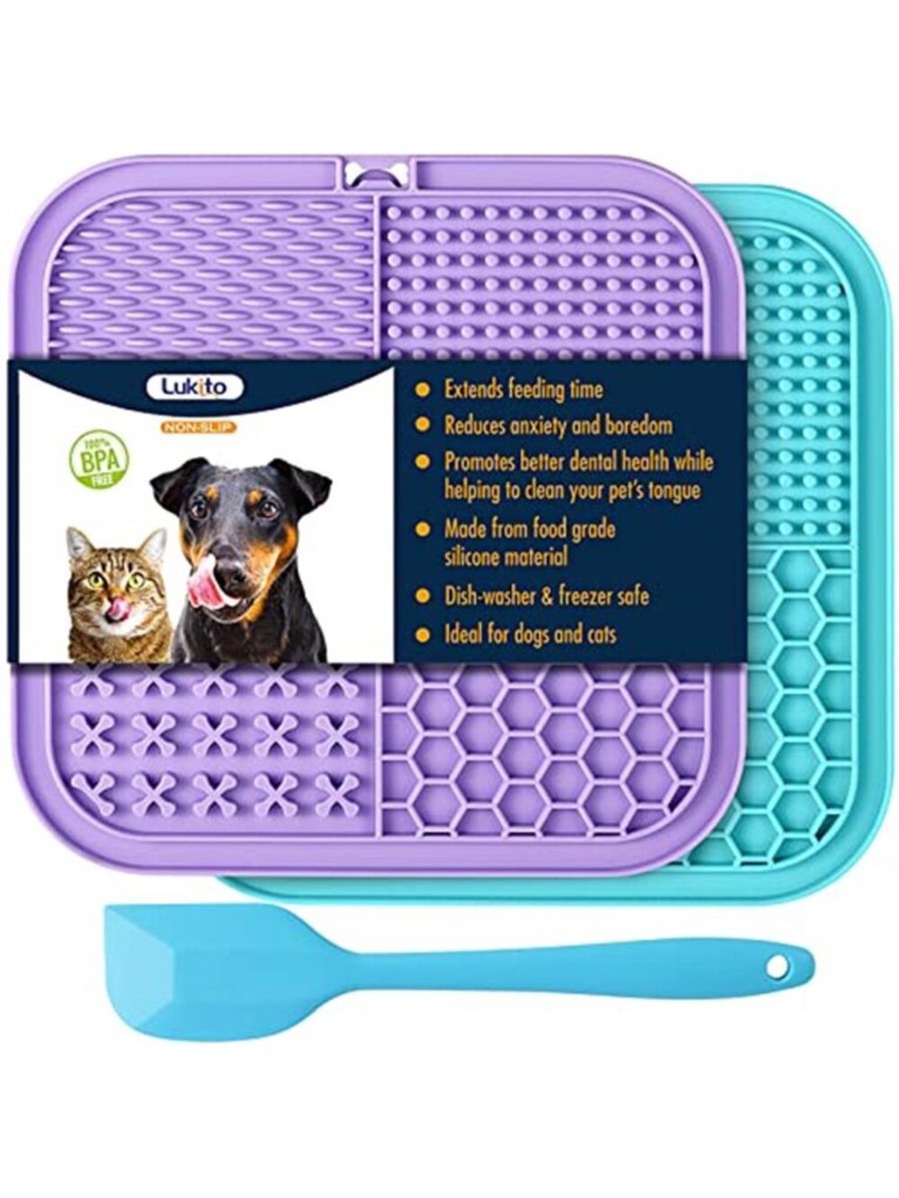 Lick Mat for Dogs and Cats 2 Pack Slow Feeder Licking Pad with Suction